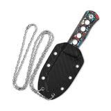 QSP Canary Neck Knife in Kydex sheath with chain for easy carry.