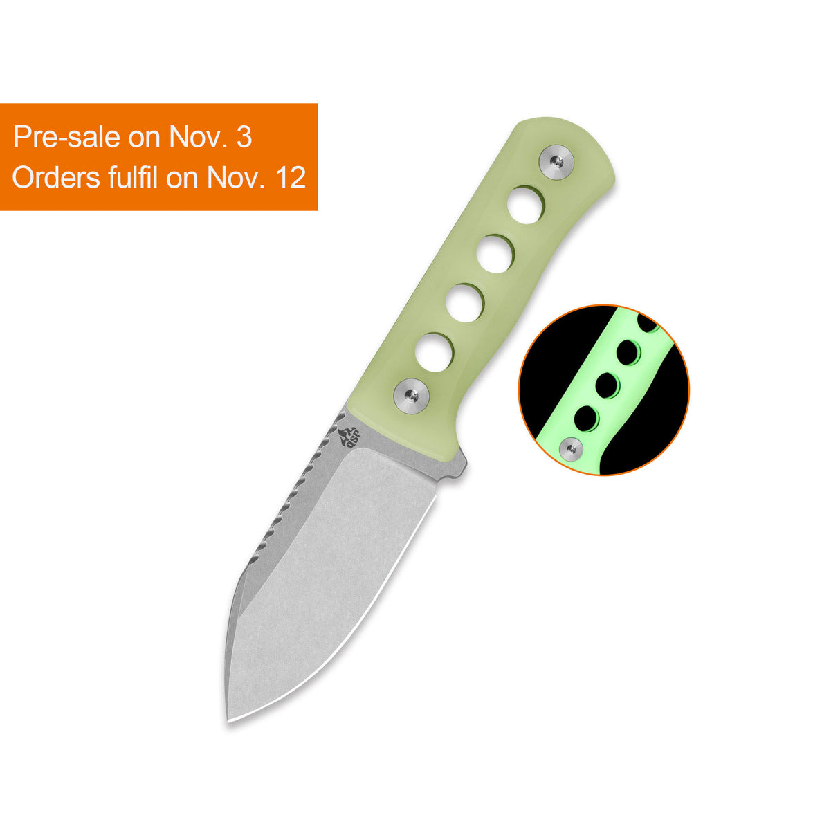 QSP Canary Neck knife 14C28N blade Glow-in-the-Dark Resin handle with Kydex sheath