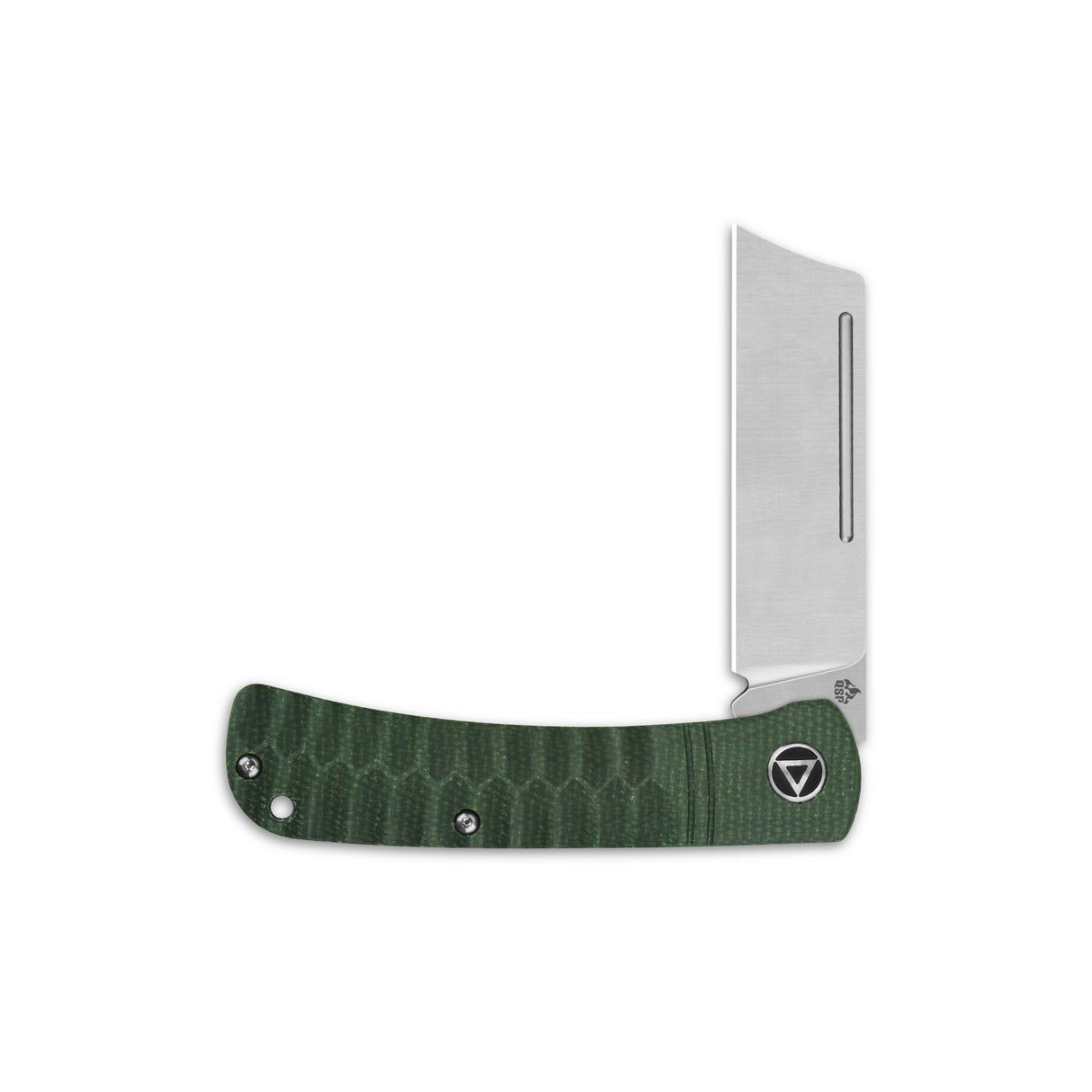 Green Micarta QSP Hedgehog slip joint pocket knife with satin 14C28N blade