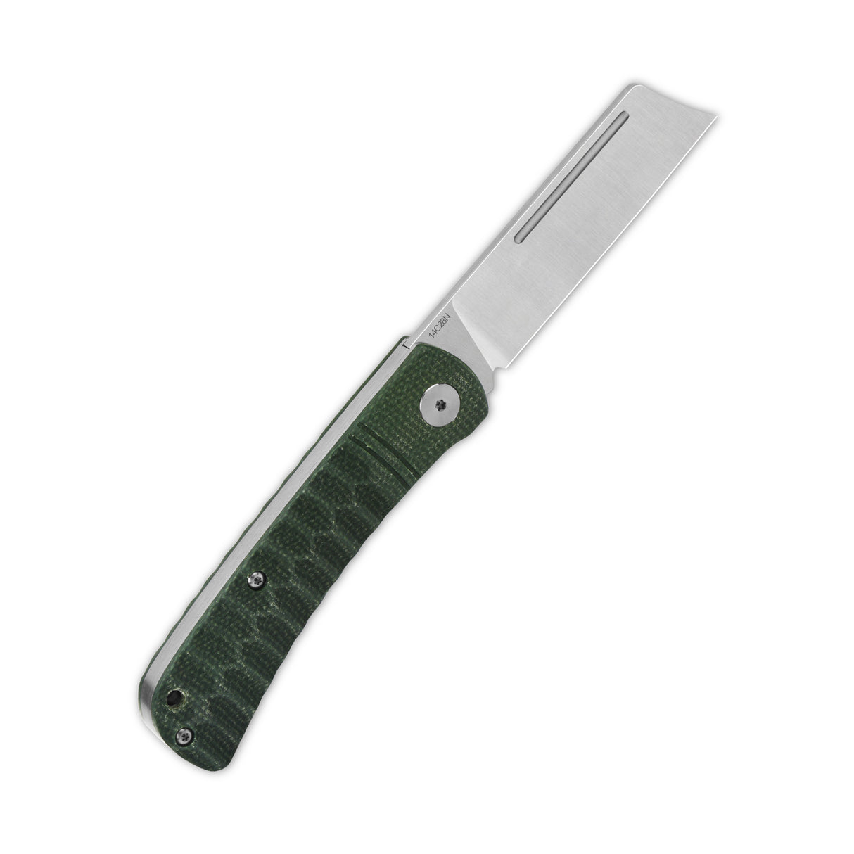 QSP Hedgehog Slip Joint Pocket Knife with satin 14C28N blade and textured green handle