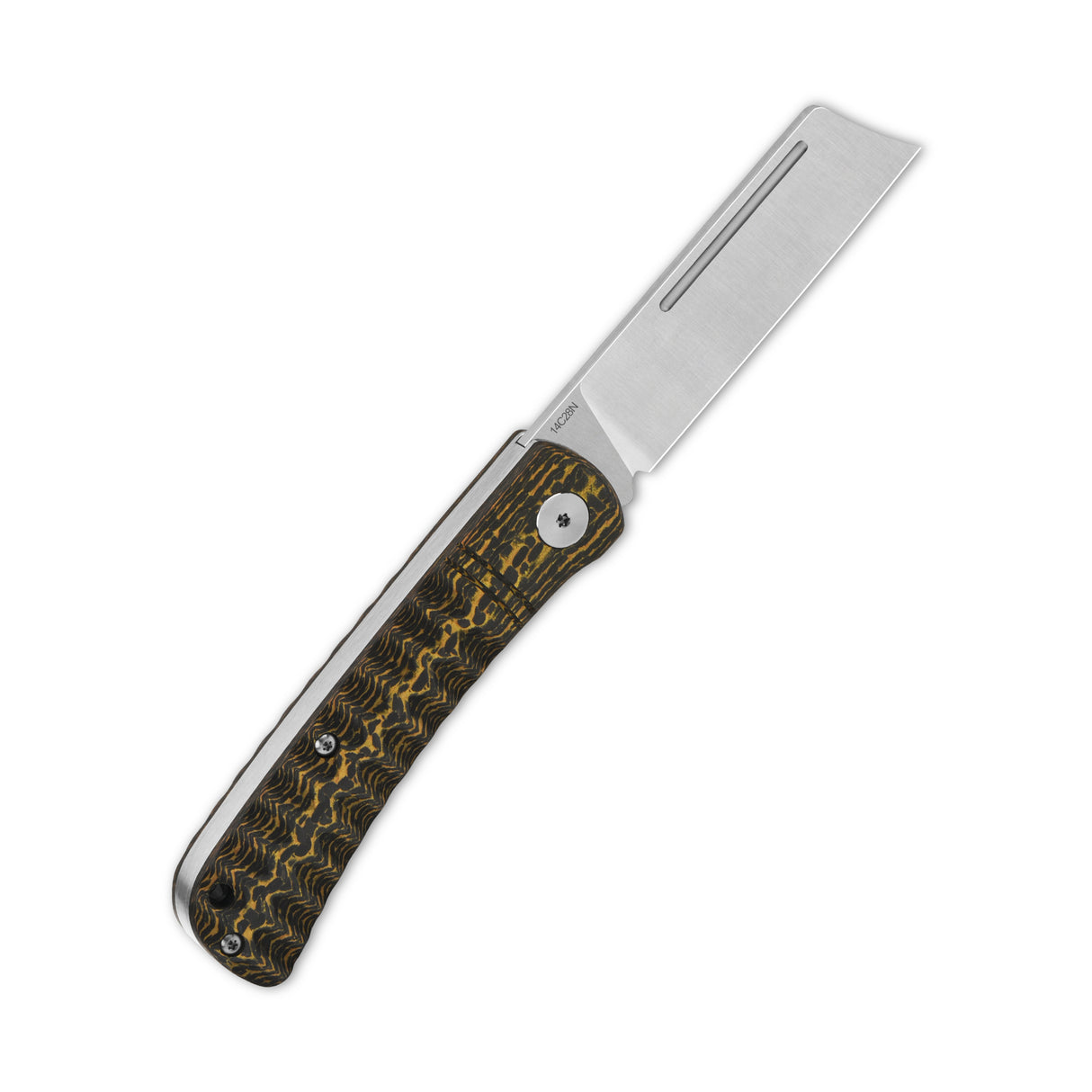 QSP Hedgehog Slip Joint Knife with distinctive carbon fiber handle and satin 14C28N blade.