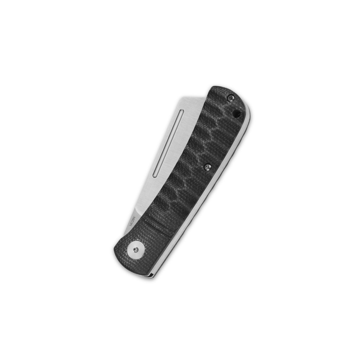 QSP Hedgehog pocket knife with textured black Micarta handle and satin blade