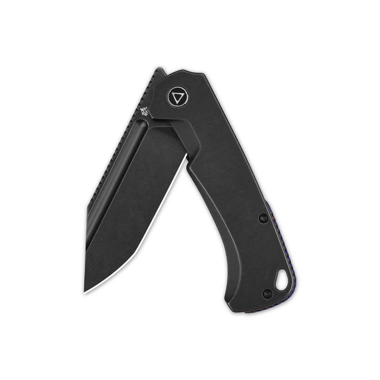 QSP Rhino Pocket Knife featuring flat Böhler M390 blade and titanium handle, side profile.