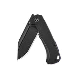 QSP Rhino Pocket Knife featuring flat Böhler M390 blade and titanium handle, side profile.