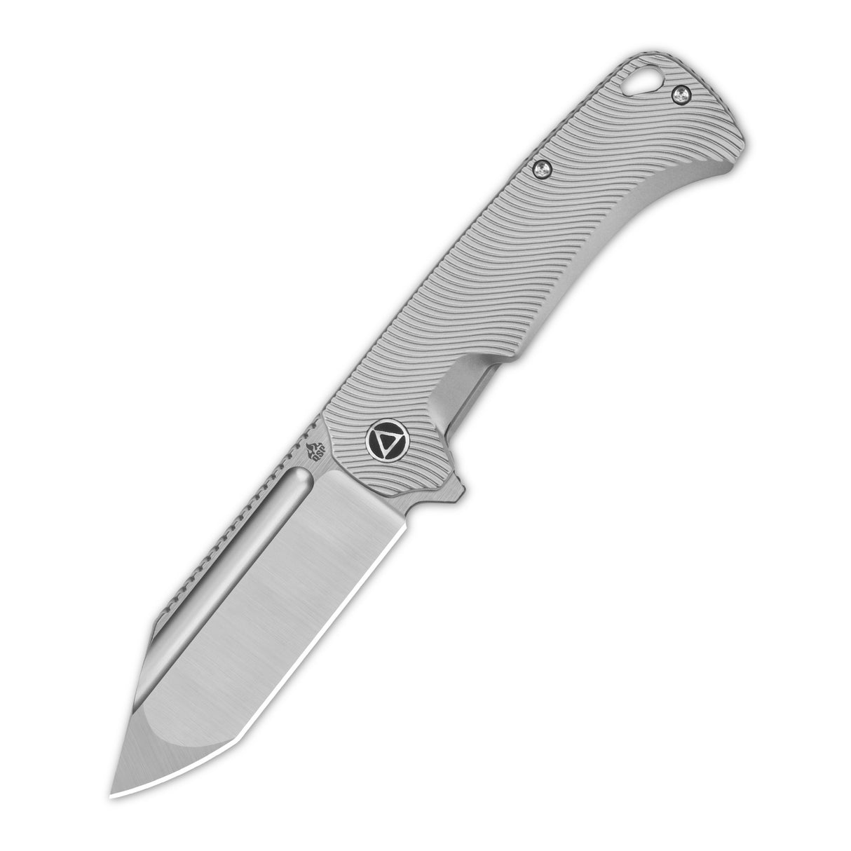QSP Rhino pocket knife with tanto blade and textured titanium handle