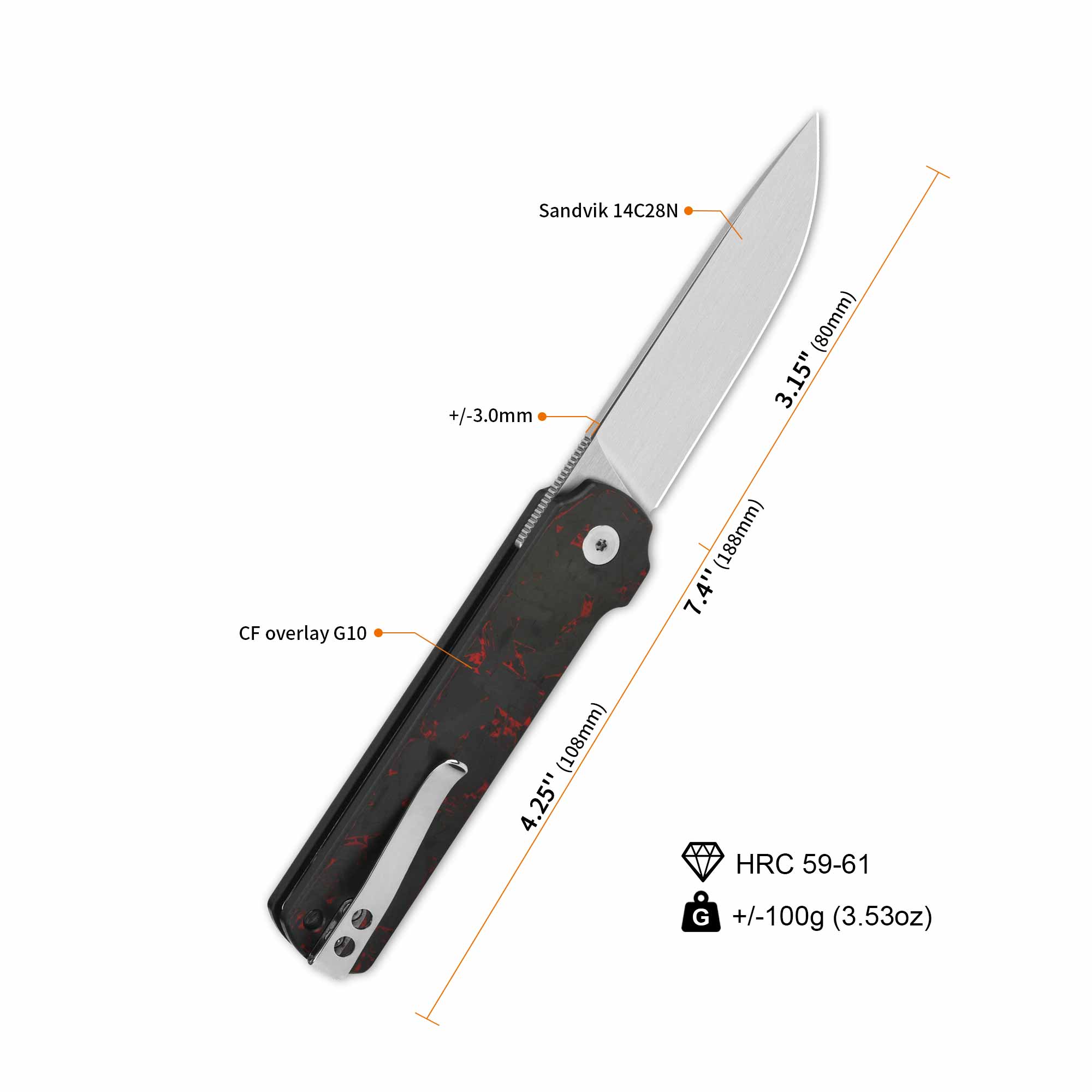 Lark Pocket Knife | 14C28N | Shredded CF G10 Handle – QSP KNIFE