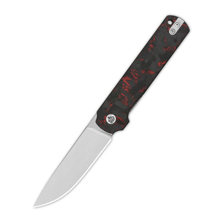 QSP Lark pocket knife with 14C28N blade and shredded CF overlay G10 handle