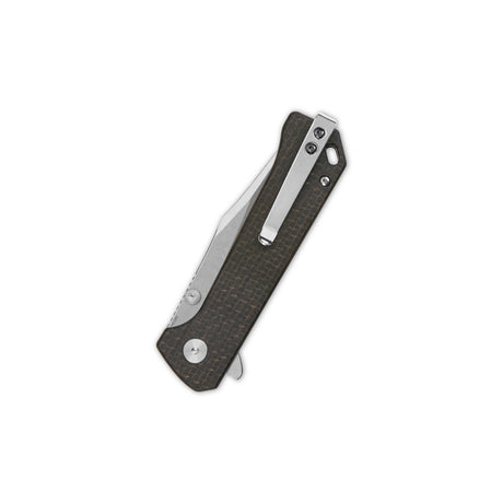 Grebe Button Lock Pocket Knife featuring dark brown Micarta handle