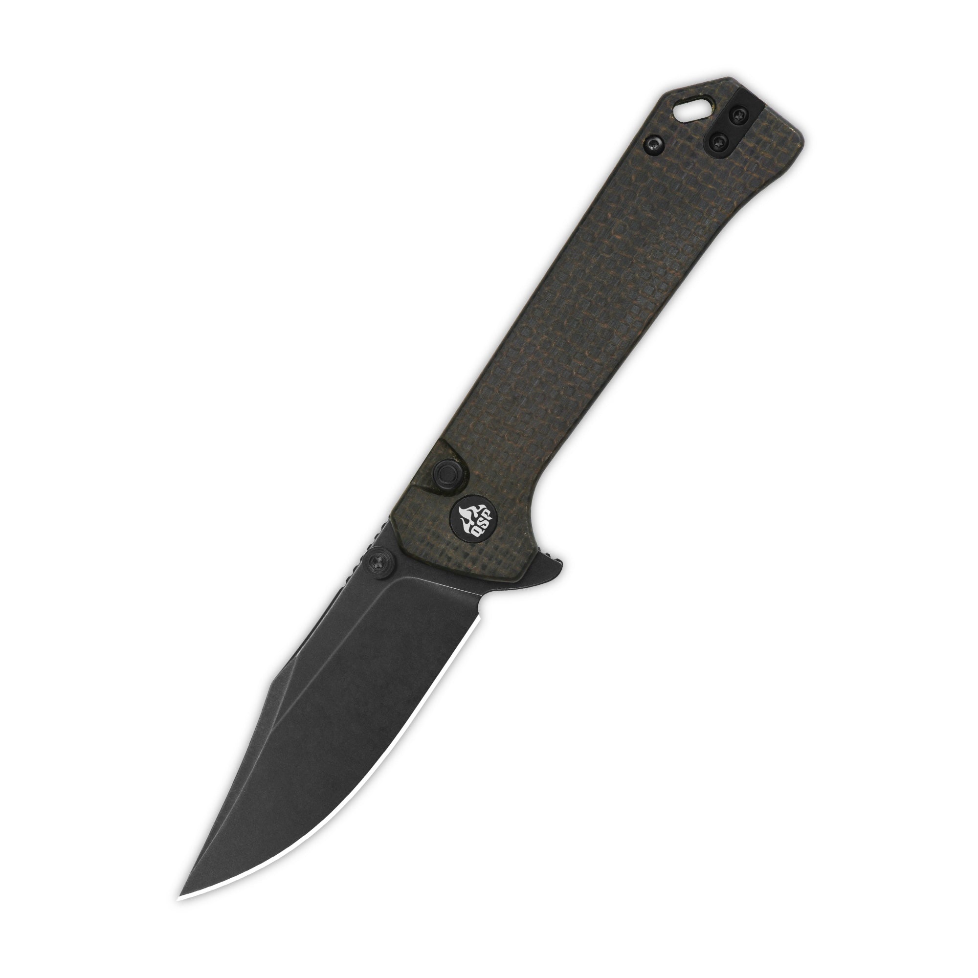 Grebe Button Lock Knife | 14C28N | Brown Micarta – QSP KNIFE