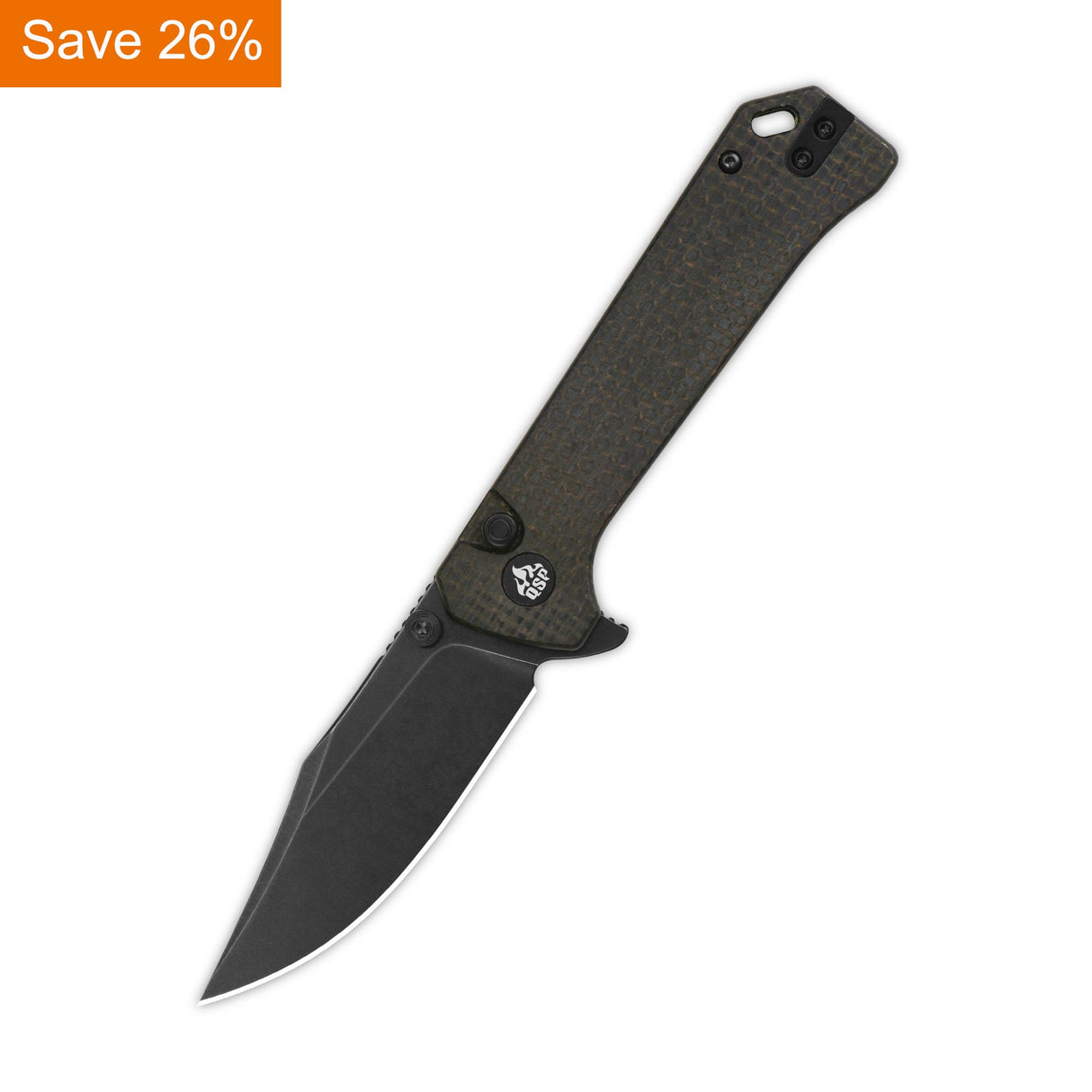 QSP Grebe Button Lock Pocket Knife 14C28N blade Dark Brown Micarta Handle