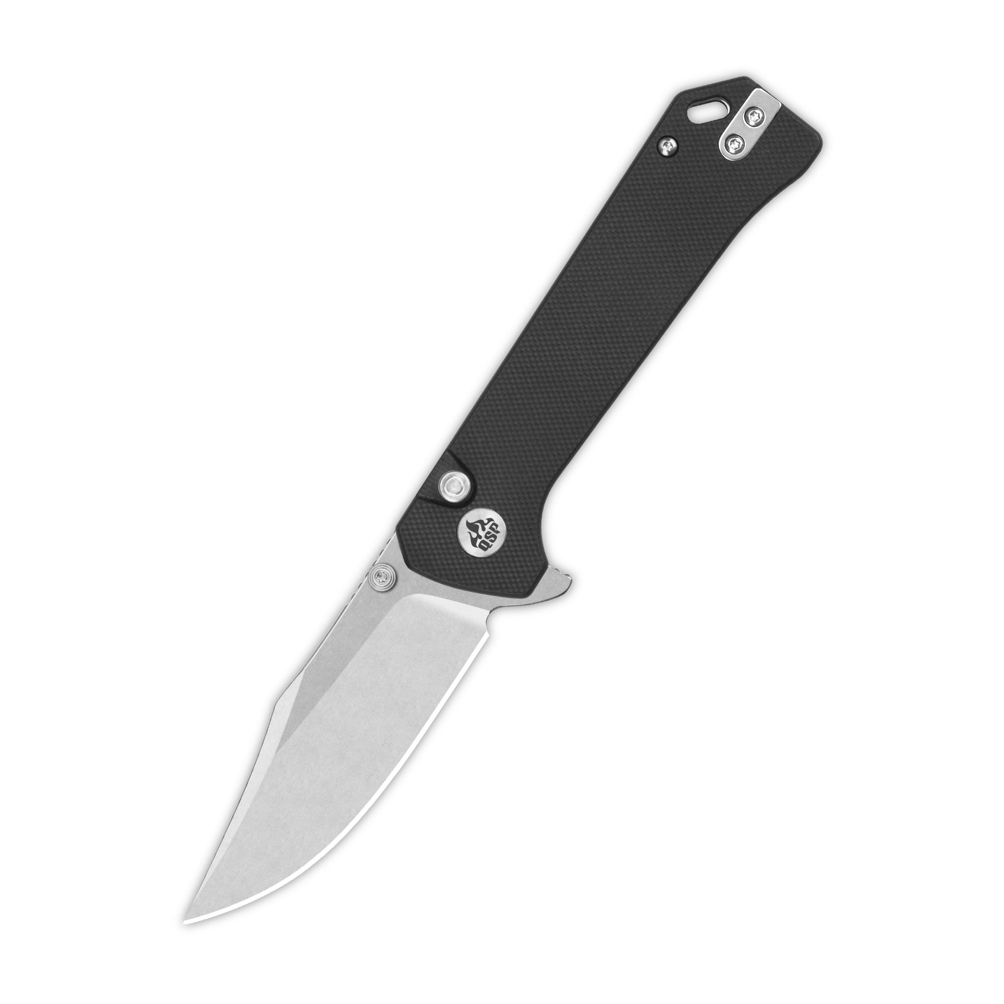 Grebe Button Lock Knife | 14C28N | Black G10 – QSP KNIFE