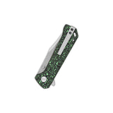 QSP Grebe Button Lock Pocket Knife S35VN blade Green camo CF Handle