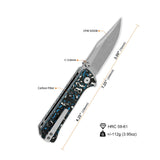 QSP Grebe pocket knife with S35VN clip point blade and blue camo handle