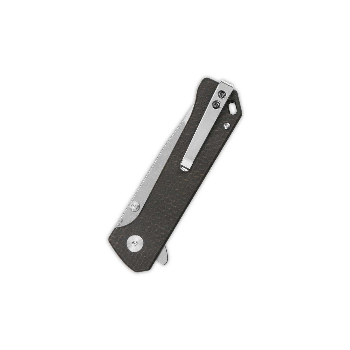 QSP Grebe T pocket knife folded with dark brown Micarta handle