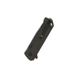 QSP Grebe T pocket knife with dark brown Micarta handle in closed position