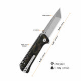 QSP Grebe T pocket knife with S35VN tanto blade and camouflage Raffir resin handle