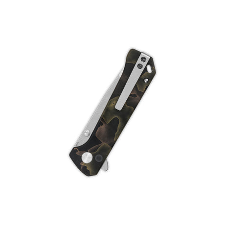 QSP Grebe T Tanto pocket knife with green Raffir resin handle