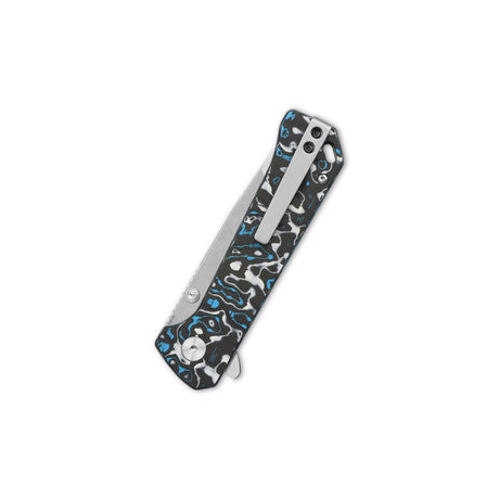 QSP Grebe T pocket knife with blue camo carbon fiber handle and S35VN blade
