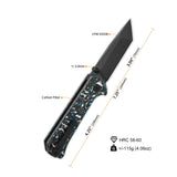 QSP Grebe T pocket knife with tanto blade and blue camo carbon fiber handle