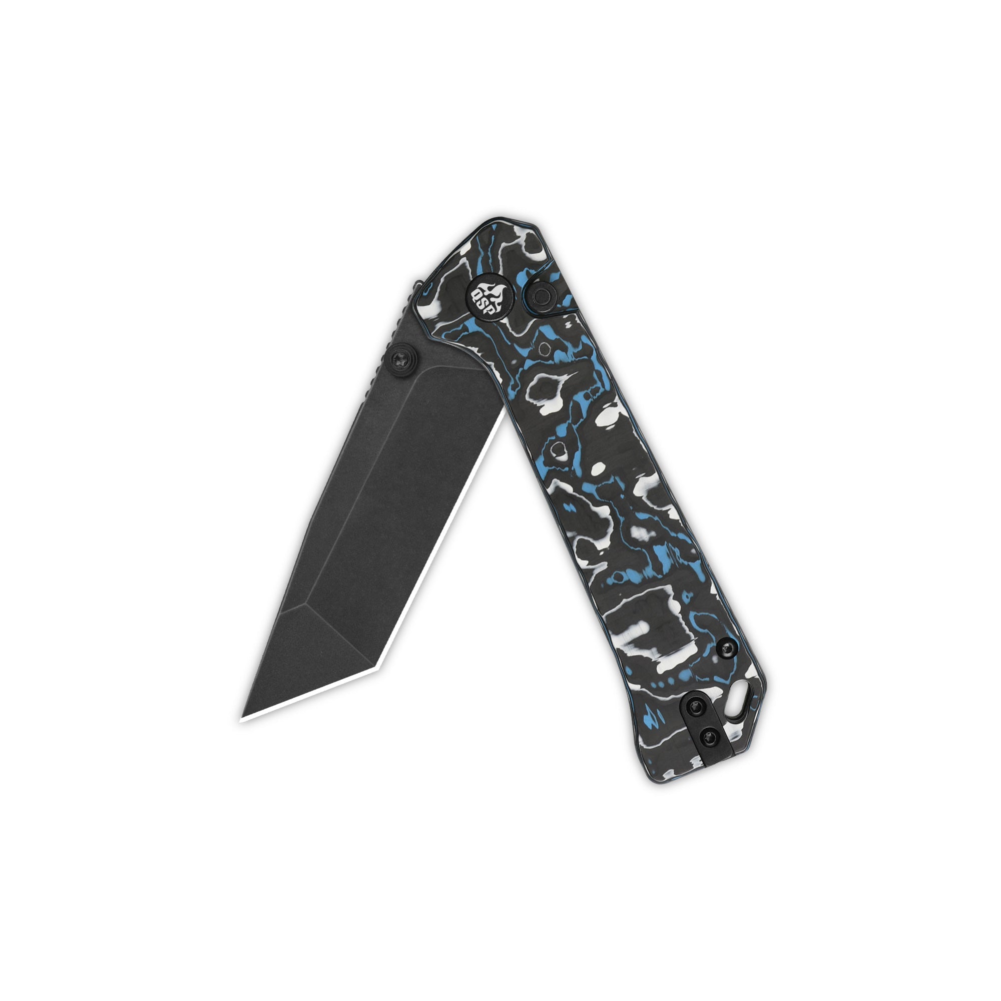 Grebe T Button Lock Knife | S35VN | Blue Camo Carbon Fiber – QSP KNIFE