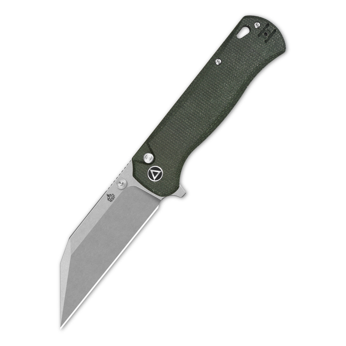 QSP Swordfish Button Lock Pocket Knife 14C28N blade Green Micarta handle