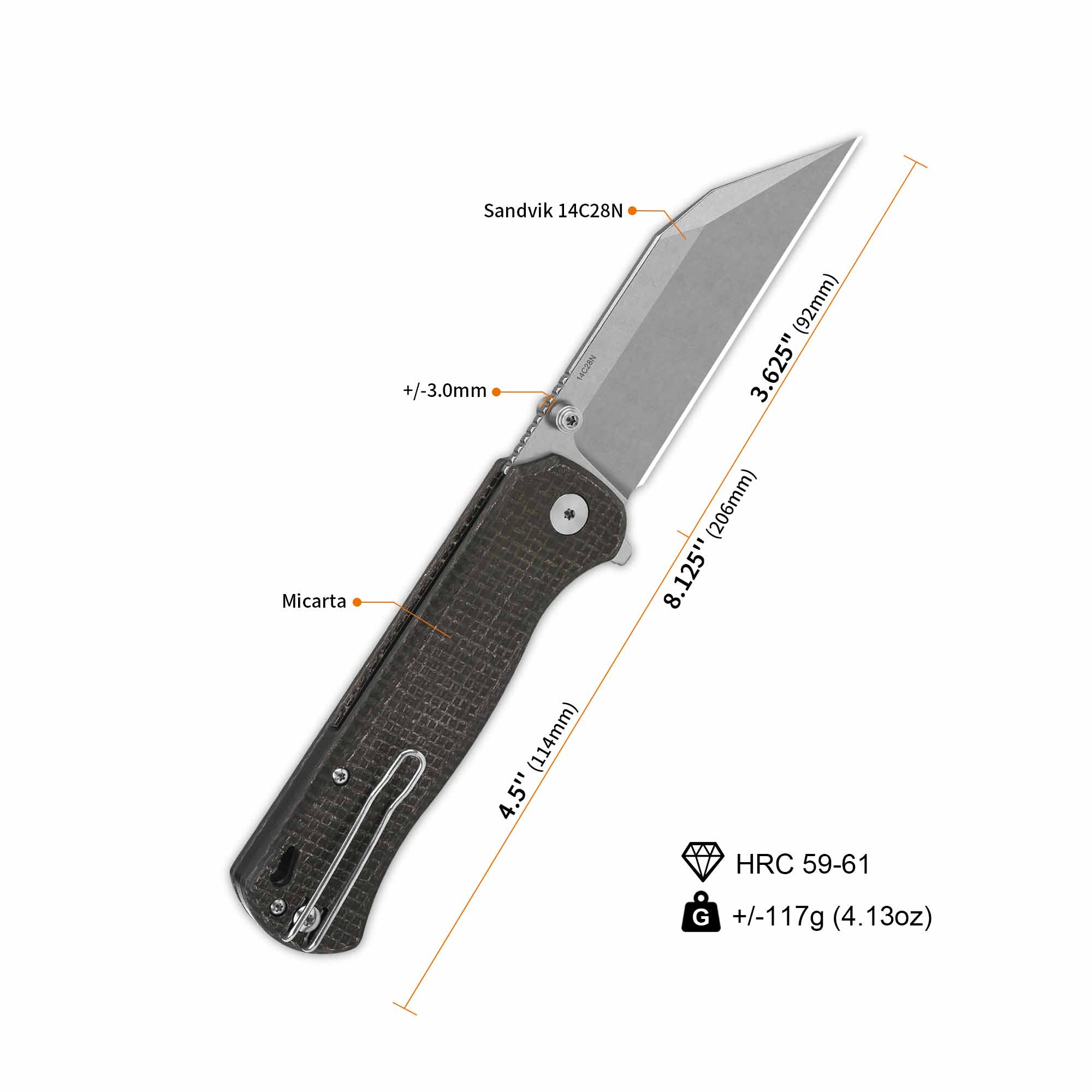 QSP Swordfish | 14C28N Blade | Dark Brown Micarta Handle – QSP KNIFE