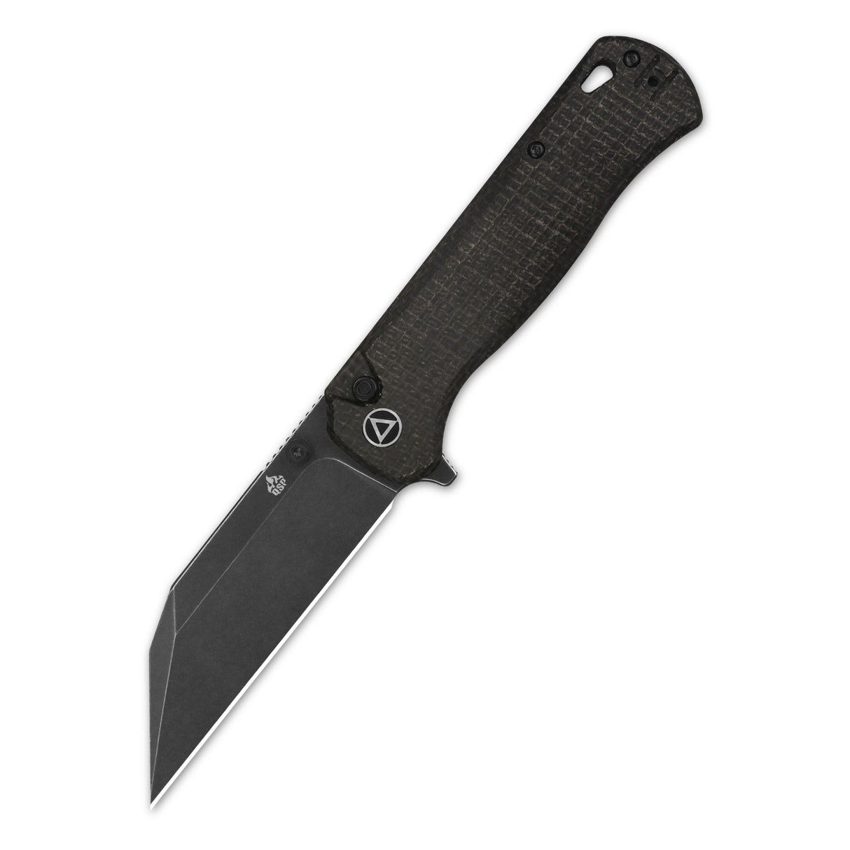 QSP Swordfish pocket knife with dark brown Micarta handle and 14C28N blade.