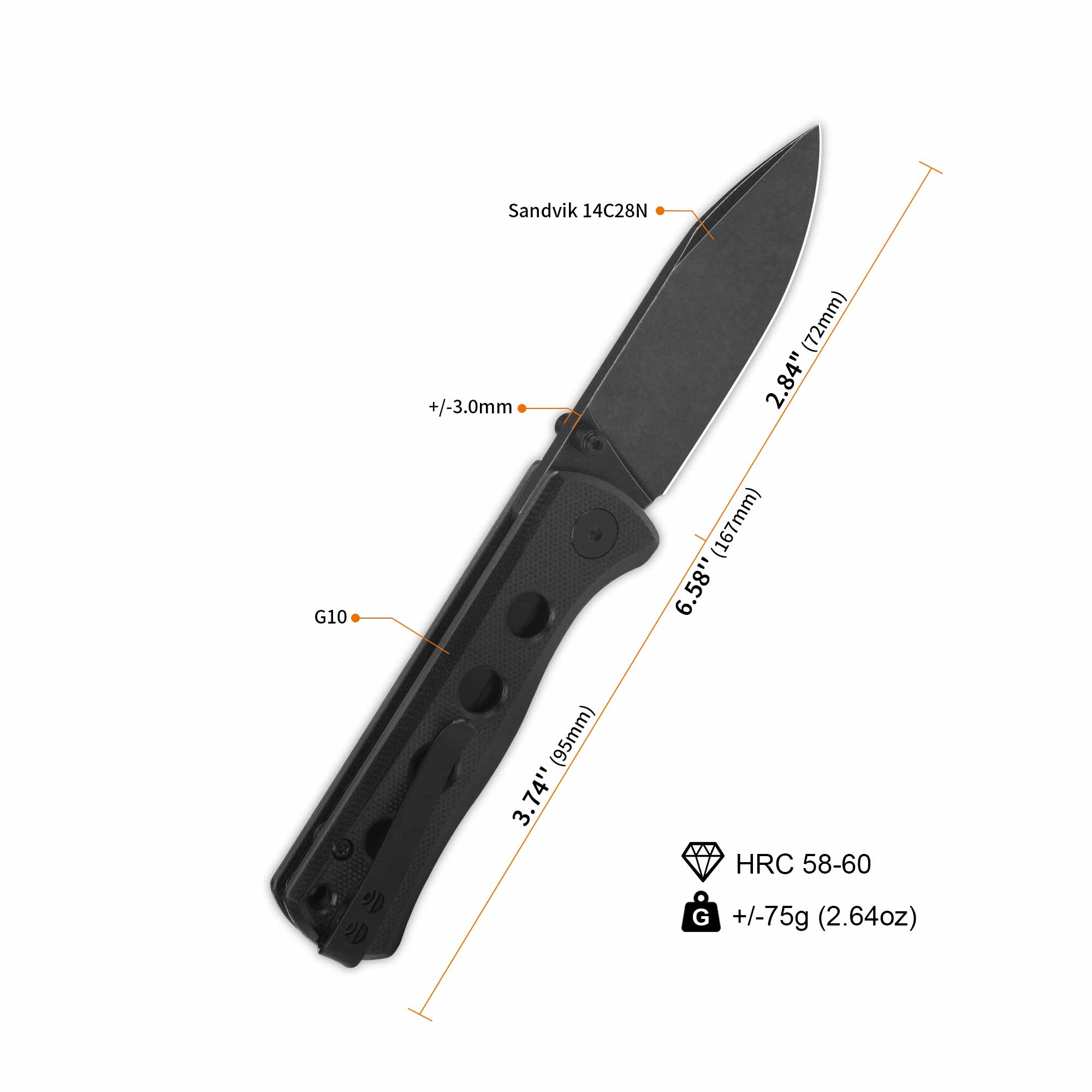 Canary Folder | 14C28N | Black G10 – QSP KNIFE