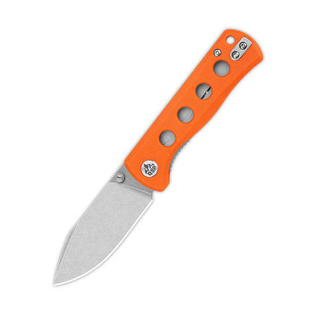 QSP Canary pocket knife with orange G10 handle and 14C28N spear point blade