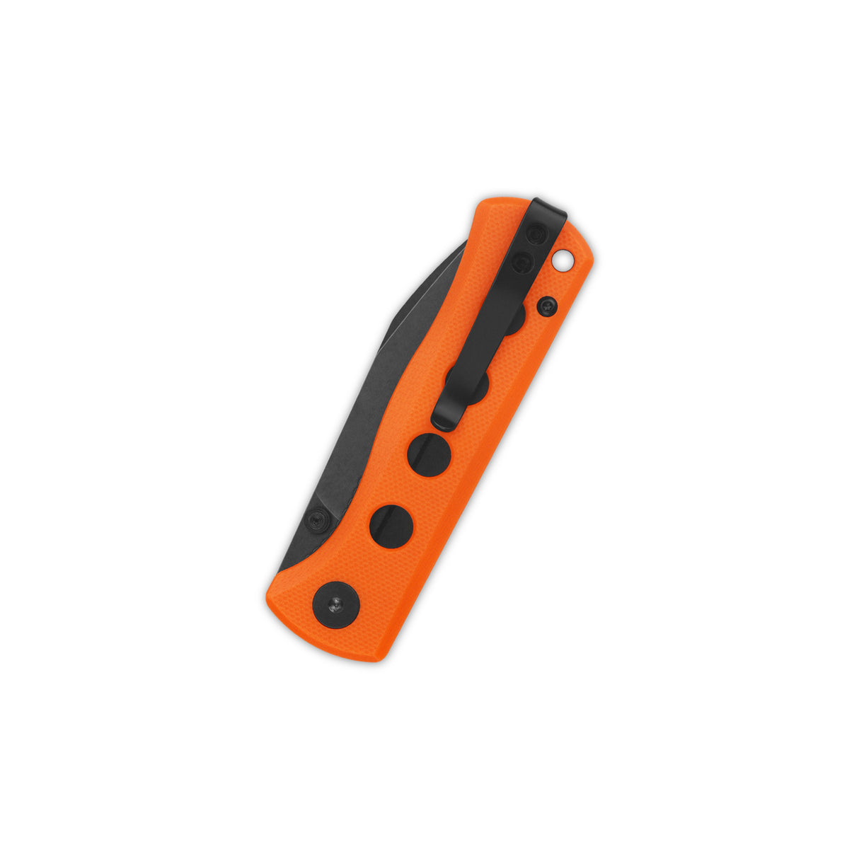 QSP Canary pocket knife with orange G10 handle and stainless steel clip