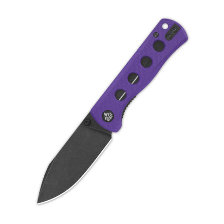 QSP Canary pocket knife with black blade and purple G10 handle