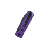 QSP Canary pocket knife closed with purple G10 handle and stainless steel clip