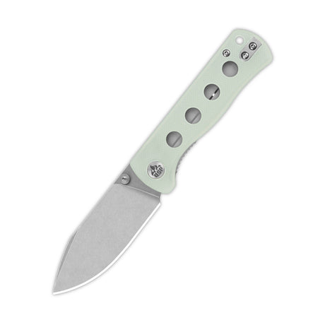 QSP Canary pocket knife with jade G10 handle and 14C28N blade
