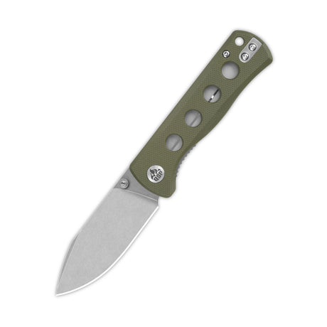 QSP Canary Folder Pocket Knife, olive green G10 handle, 14C28N blade.