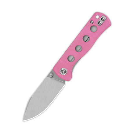 QSP Canary pink G10 handle pocket knife with 14C28N spear point blade