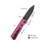 QSP Canary pocket knife with pink G10 handle and 14C28N blade specifications