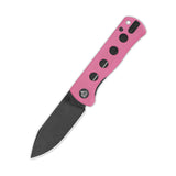 QSP Canary pocket knife with pink G10 handle and blacked-out 14C28N blade