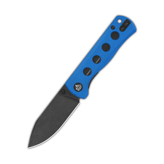 QSP Canary folding pocket knife with blue G10 handle and black 14C28N blade