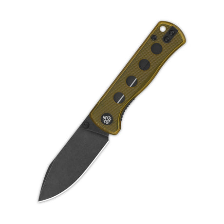 QSP Canary yellow pocket knife with Ultem handle and 14C28N blade