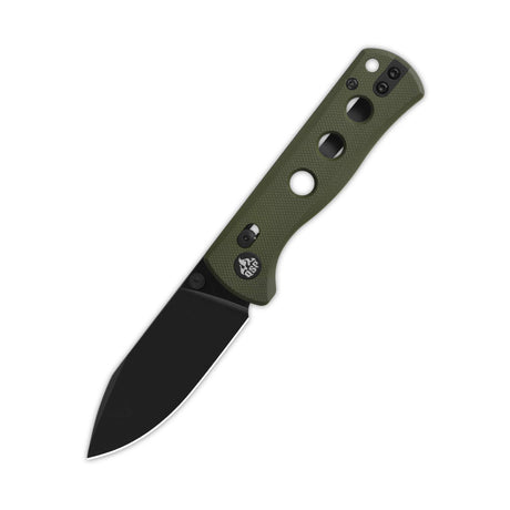 QSP Canary Glyde Lock Pocket Knife with olive green handle and black blade