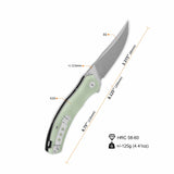 QSP Walrus pocket knife dimensions with D2 blade and jade G10 handle