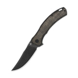 QSP Walrus Liner Lock Pocket Knife D2 Blade Dark Brown Rough Micarta Handle