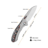 QSP Capybara pocket knife showcasing Böhler M390 blade and titanium handle dimensions