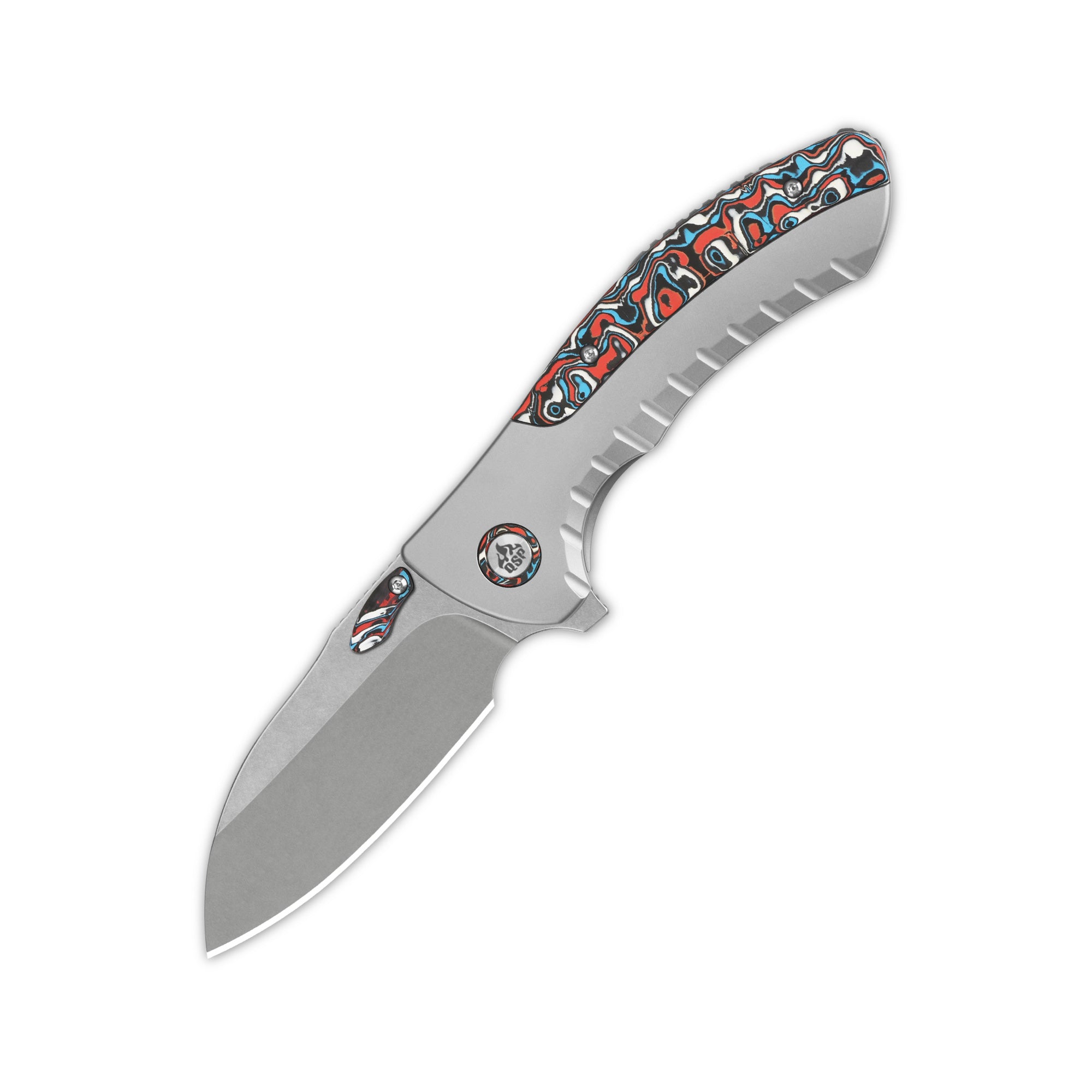 Capybara Frame Lock Knife | M390 | Ti & Red Camo Carbon Fiber