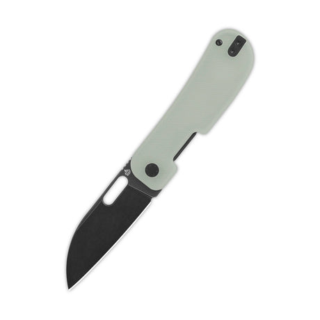 QSP Variant PE pocket knife with green G10 handle and black blade for EDC.