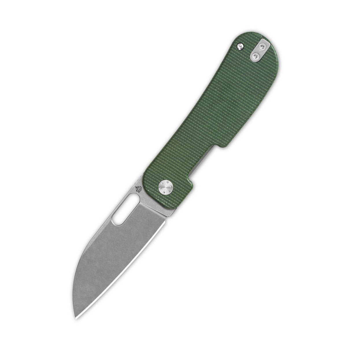 QSP Variant PE pocket knife with green micarta handle and stonewashed blade