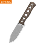 QSP Canary Fixed Blade Knife Cr8Mo2VSi(DC53) Blade Dark Brown Micarta Handle