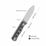 QSP Canary fixed blade knife specifications and details on a white background