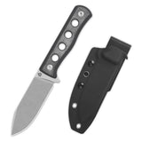 QSP Canary fixed blade knife with black micarta handle and drop point blade, includes sheath