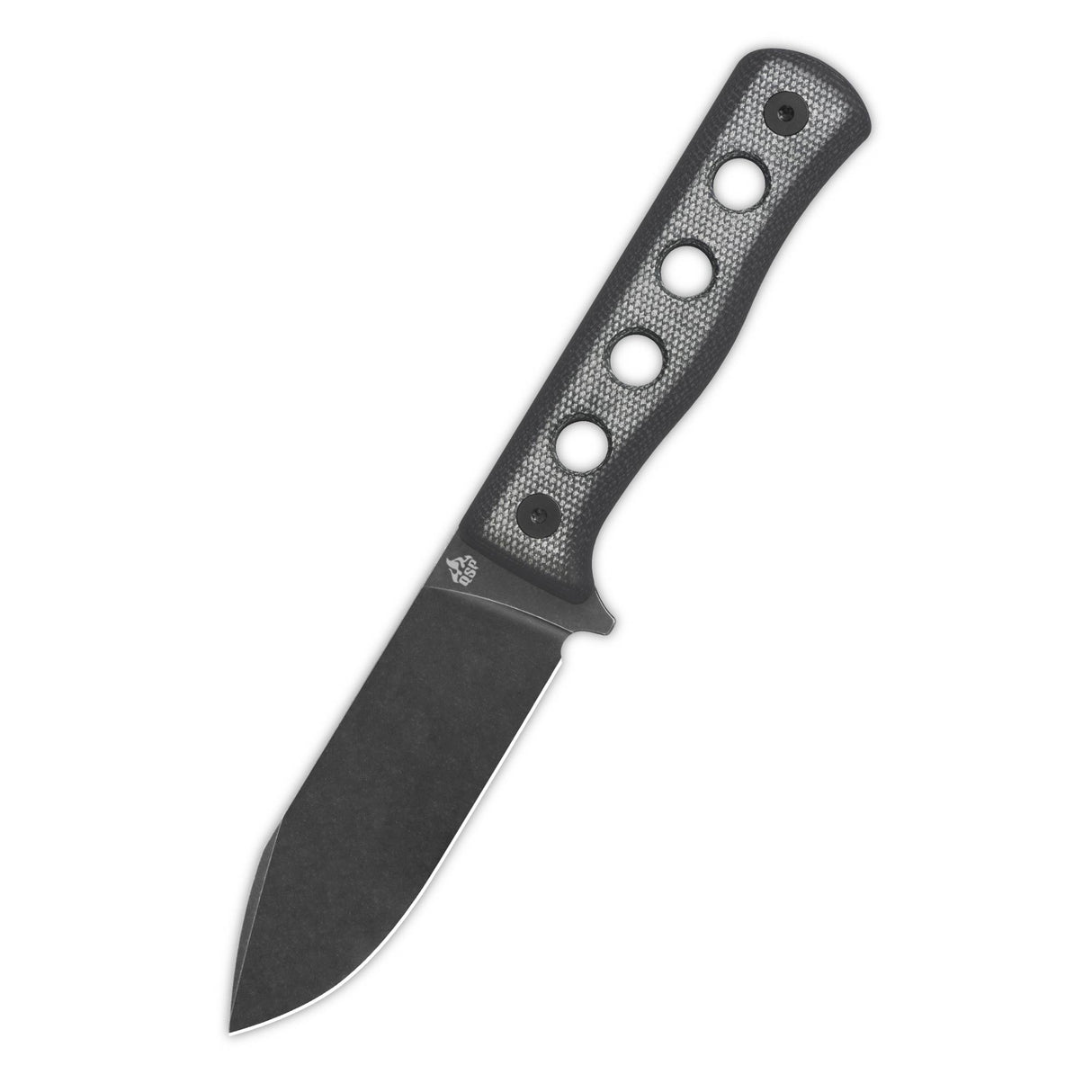 QSP Canary fixed blade knife with black micarta handle and drop point blade.
